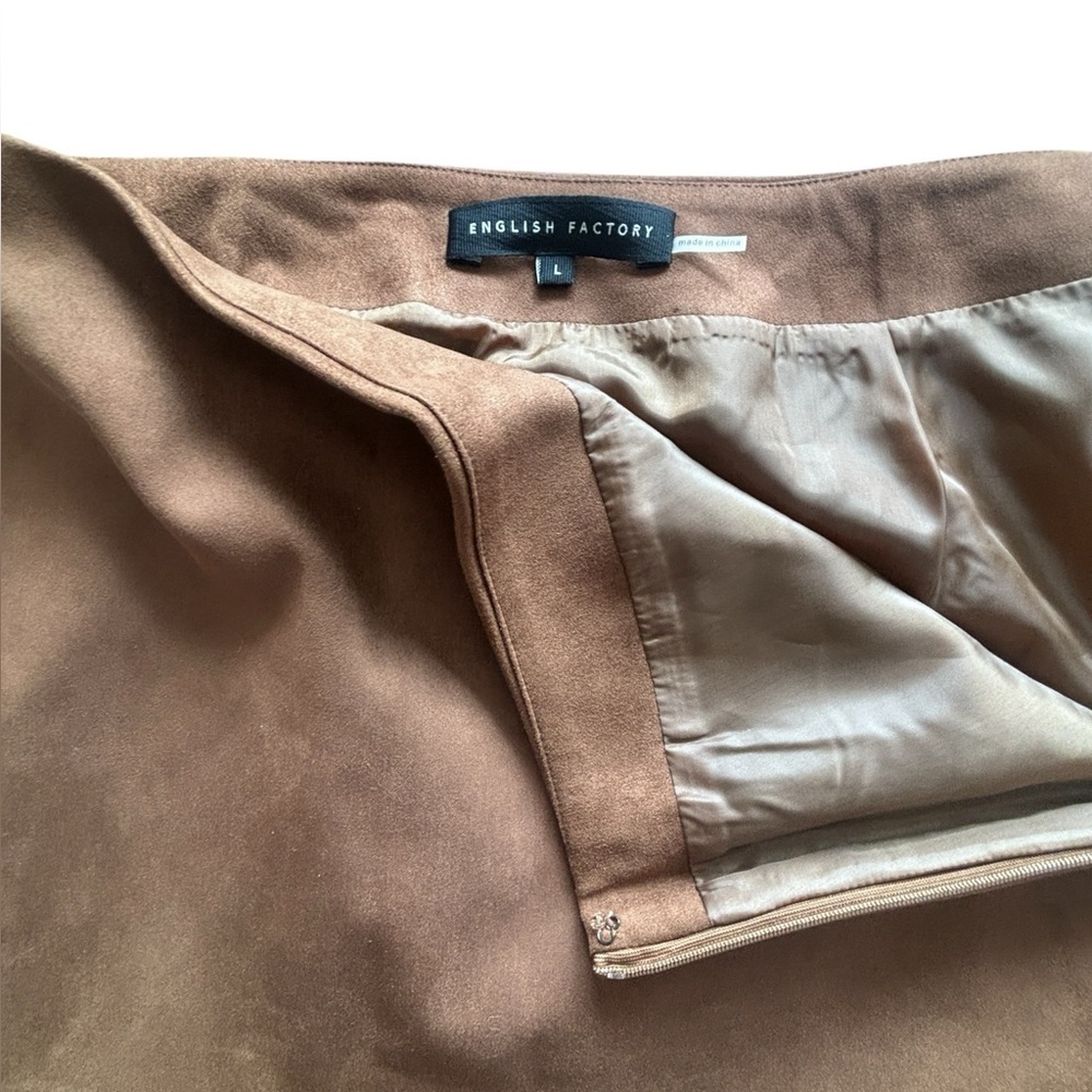 English Factory Brown Faux Suede Mini Skirt Size Large NWOT
